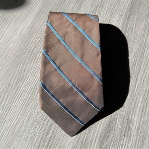 Aquascutum Men’s Vintage 100% Silk Blue Brown Striped Neck Tie
